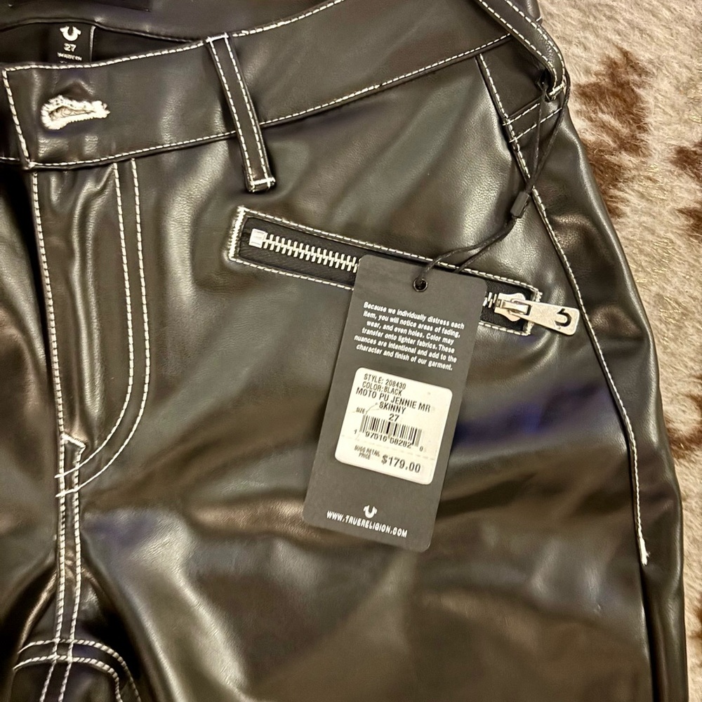 True Religion Black Leather Pants